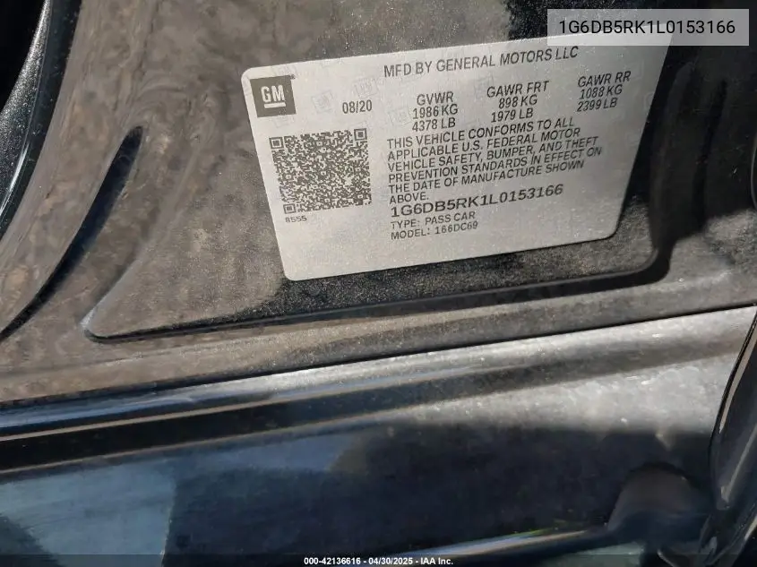 2020 Cadillac Ct4 Premium Luxury VIN: 1G6DB5RK1L0153166 Lot: 42136616