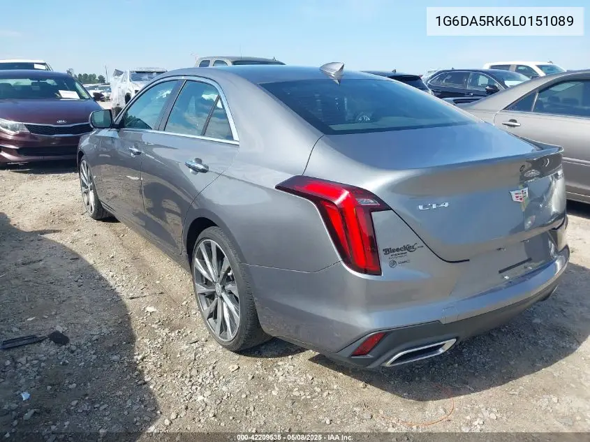 2020 Cadillac Ct4 Luxury VIN: 1G6DA5RK6L0151089 Lot: 42209535