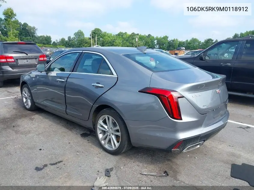 2021 Cadillac Ct4 Luxury VIN: 1G6DK5RK9M0118912 Lot: 42695579