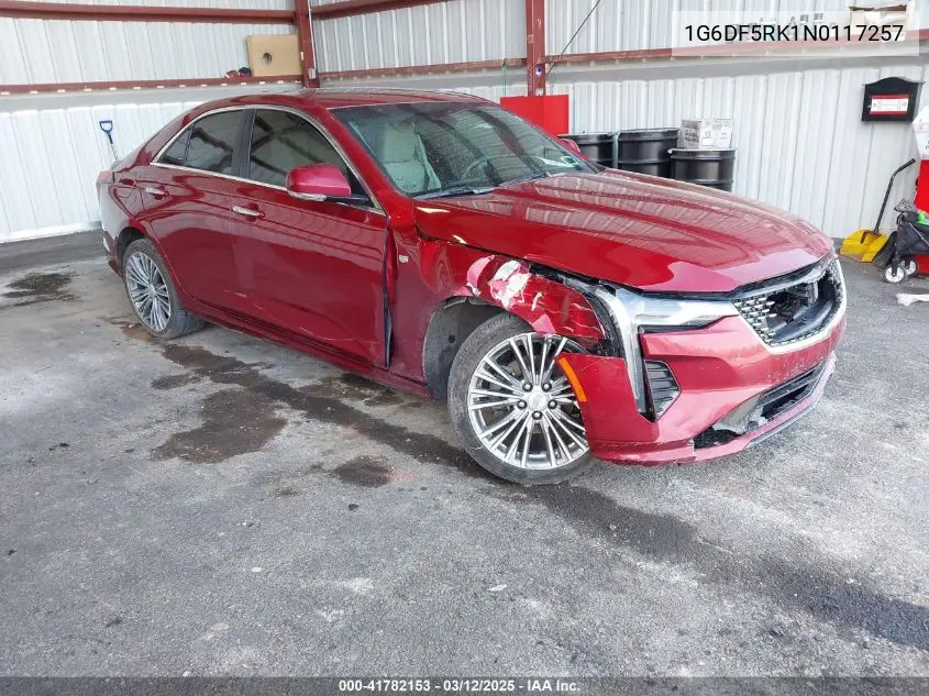 2022 Cadillac Ct4 Premium Luxury VIN: 1G6DF5RK1N0117257 Lot: 41782153