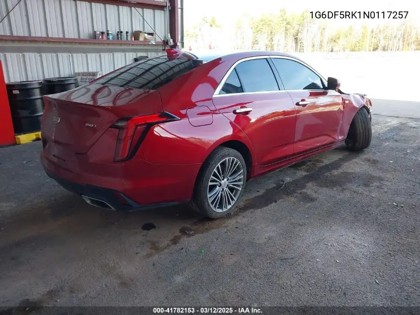 2022 Cadillac Ct4 Premium Luxury VIN: 1G6DF5RK1N0117257 Lot: 41782153