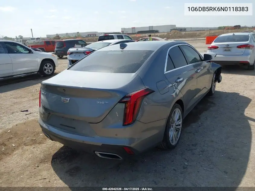 2022 Cadillac Ct4 Premium Luxury VIN: 1G6DB5RK6N0118383 Lot: 42042326