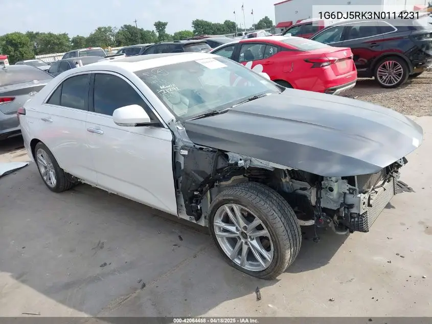 2022 Cadillac Ct4 Luxury VIN: 1G6DJ5RK3N0114231 Lot: 42064458