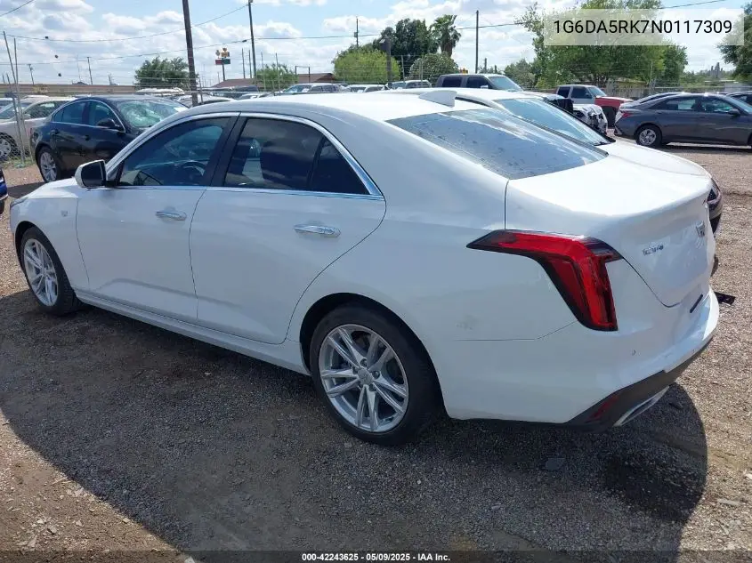 2022 Cadillac Ct4 Luxury VIN: 1G6DA5RK7N0117309 Lot: 42243625