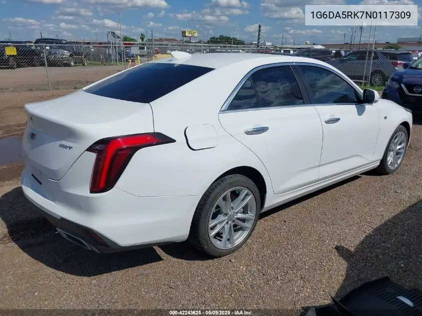 2022 Cadillac Ct4 Luxury VIN: 1G6DA5RK7N0117309 Lot: 42243625