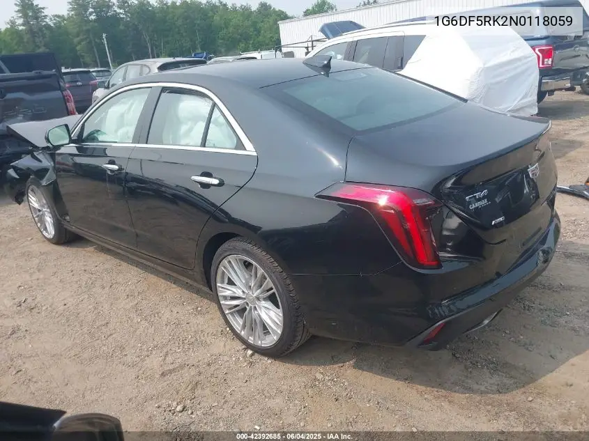2022 Cadillac Ct4 Premium Luxury VIN: 1G6DF5RK2N0118059 Lot: 42392685