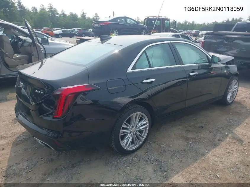 2022 Cadillac Ct4 Premium Luxury VIN: 1G6DF5RK2N0118059 Lot: 42392685