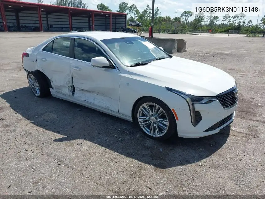 2022 Cadillac Ct4 Premium Luxury VIN: 1G6DB5RK3N0115148 Lot: 42535292
