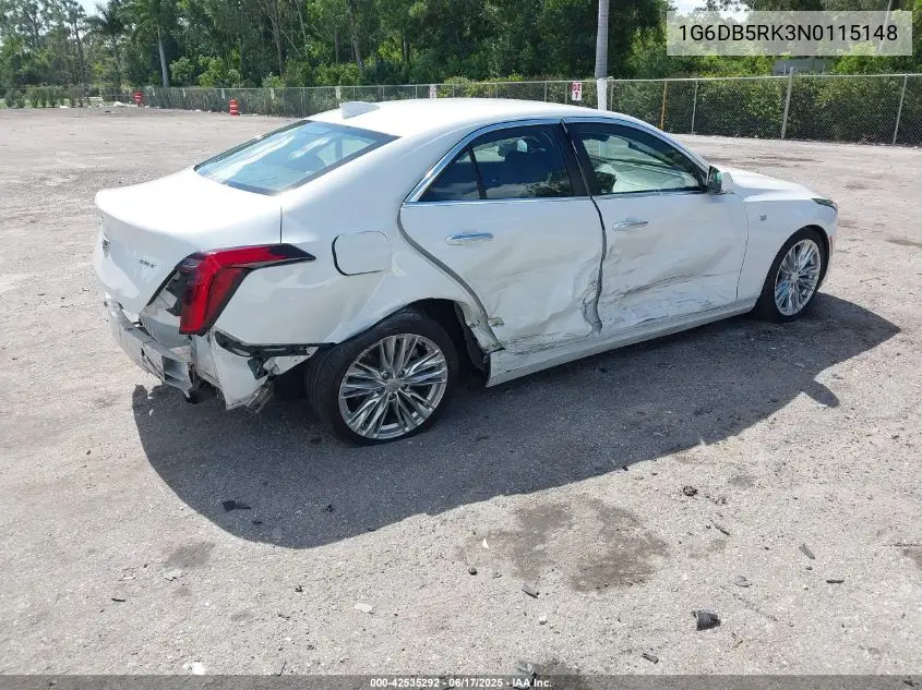 2022 Cadillac Ct4 Premium Luxury VIN: 1G6DB5RK3N0115148 Lot: 42535292