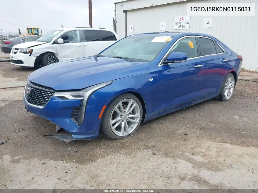 2022 Cadillac Ct4 Luxury VIN: 1G6DJ5RK0N0115031 Lot: 42583151