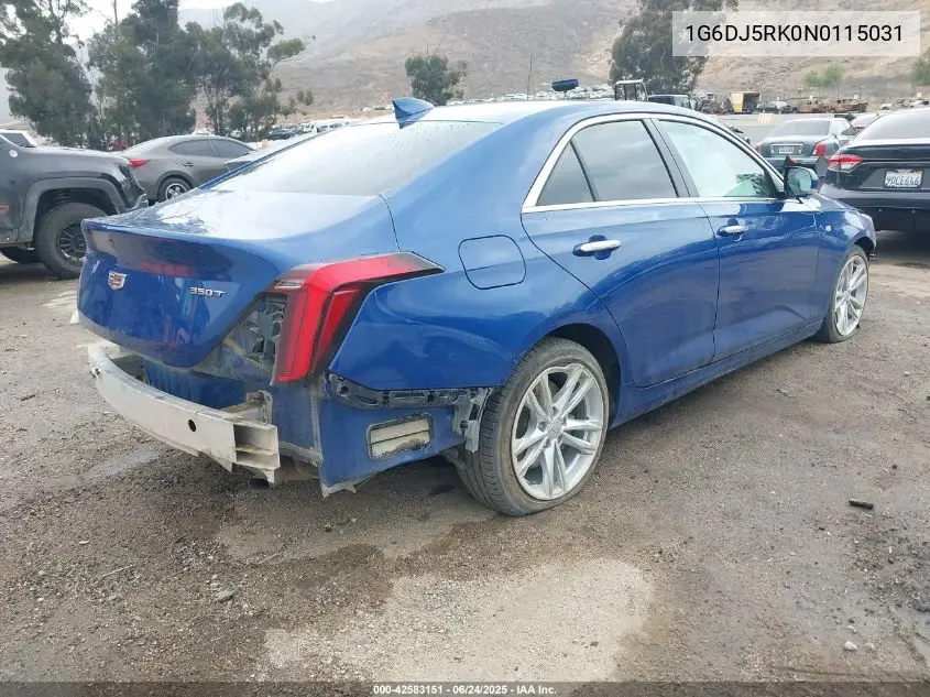 2022 Cadillac Ct4 Luxury VIN: 1G6DJ5RK0N0115031 Lot: 42583151