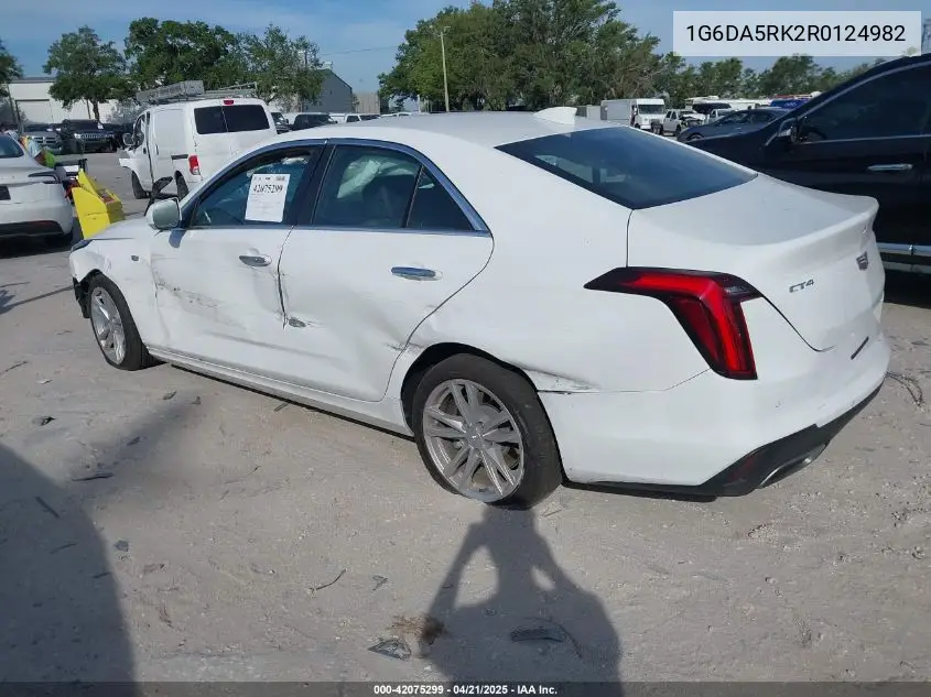 2024 Cadillac Ct4 Luxury VIN: 1G6DA5RK2R0124982 Lot: 42075299