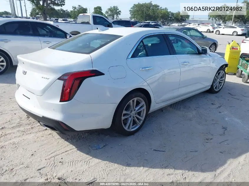 2024 Cadillac Ct4 Luxury VIN: 1G6DA5RK2R0124982 Lot: 42075299
