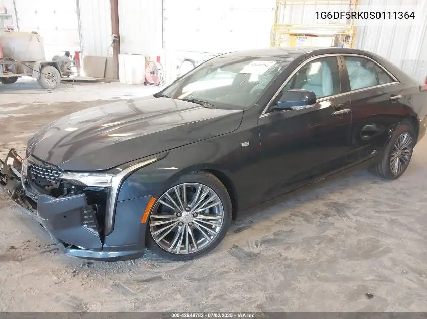2025 Cadillac Ct4 Premium Luxury Rwd VIN: 1G6DF5RK0S0111364 Lot: 42649782