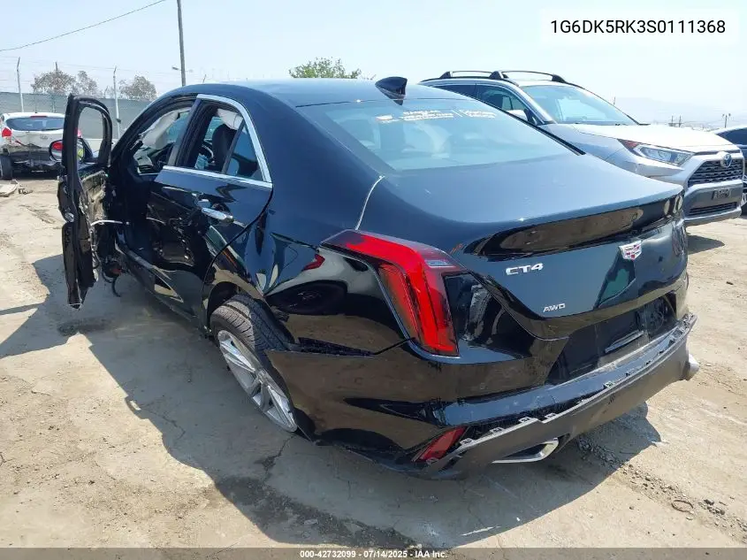 2025 Cadillac Ct4 Luxury Rwd VIN: 1G6DK5RK3S0111368 Lot: 42732099