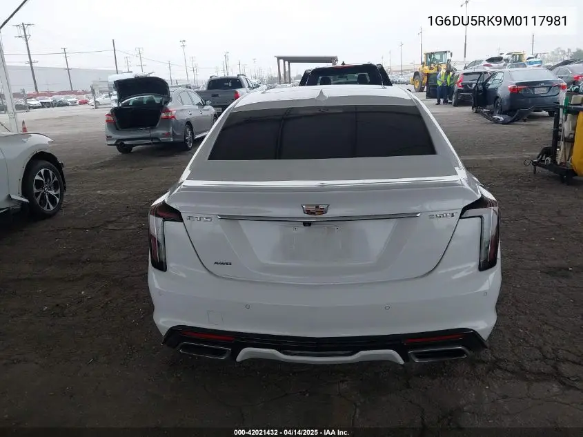 2021 Cadillac Ct5 Sport VIN: 1G6DU5RK9M0117981 Lot: 42021432