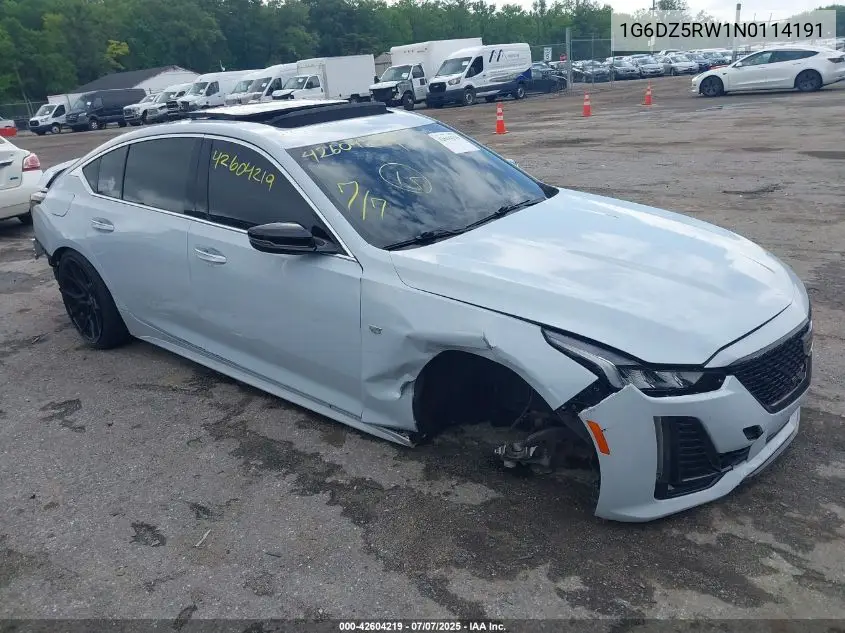 2022 Cadillac Ct5 Premium Luxury VIN: 1G6DZ5RW1N0114191 Lot: 42604219
