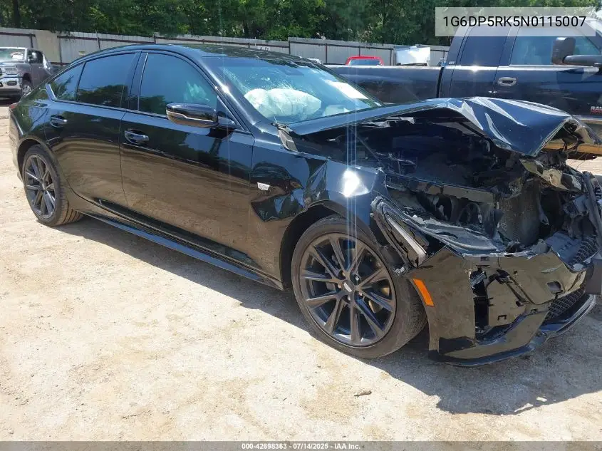 2022 Cadillac Ct5 Sport VIN: 1G6DP5RK5N0115007 Lot: 42698363