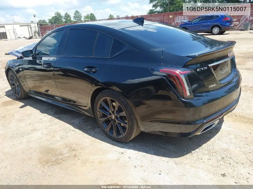 2022 Cadillac Ct5 Sport VIN: 1G6DP5RK5N0115007 Lot: 42698363