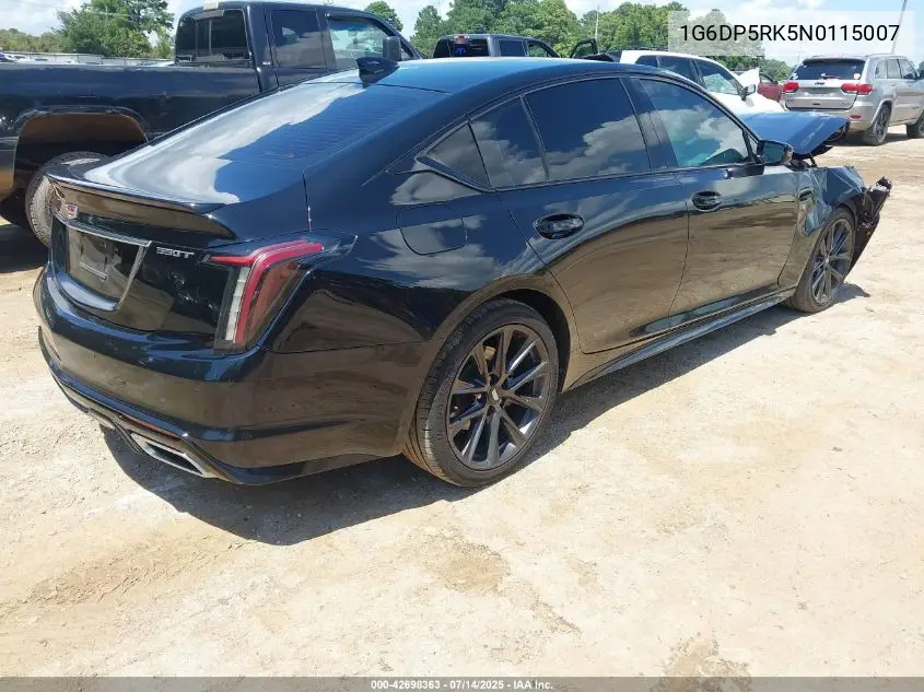 2022 Cadillac Ct5 Sport VIN: 1G6DP5RK5N0115007 Lot: 42698363