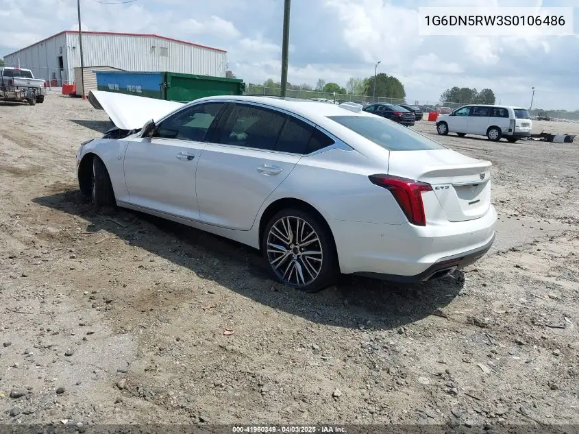 2025 Cadillac Ct5 Premium Luxury Rwd VIN: 1G6DN5RW3S0106486 Lot: 41960349
