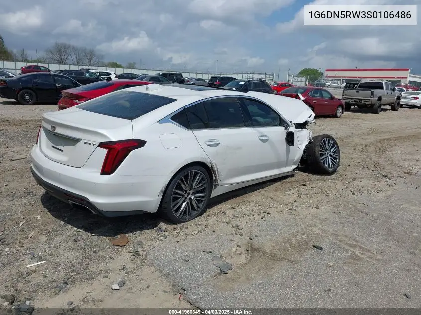 2025 Cadillac Ct5 Premium Luxury Rwd VIN: 1G6DN5RW3S0106486 Lot: 41960349