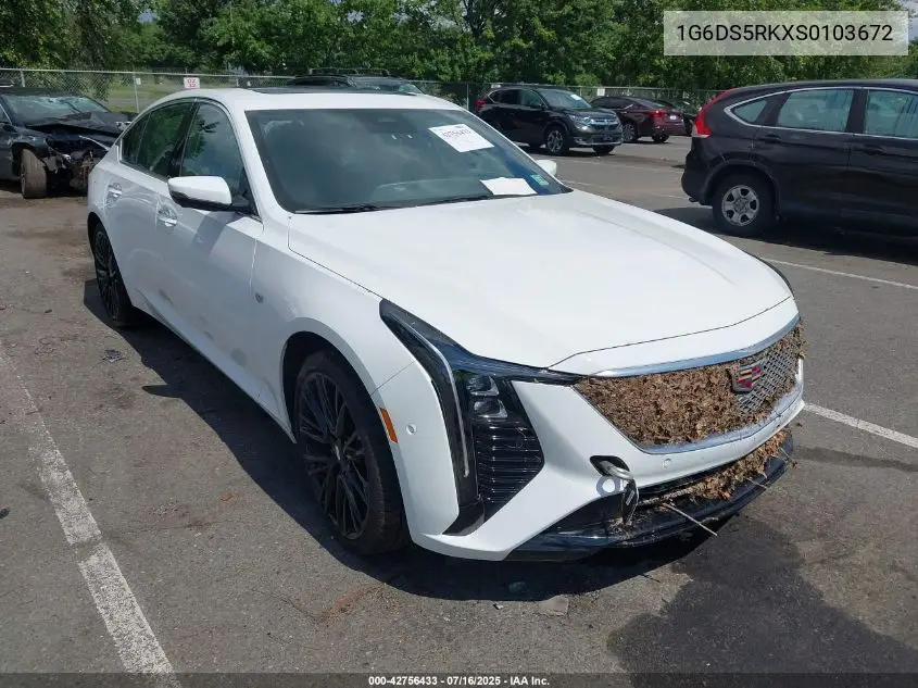 2025 Cadillac Ct5 Premium Luxury Rwd VIN: 1G6DS5RKXS0103672 Lot: 42756433