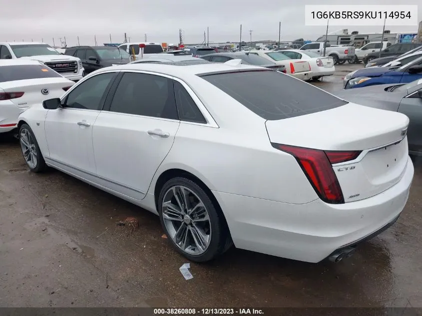 2019 Cadillac Ct6 Luxury VIN: 1G6KB5RS9KU114954 Lot: 38260808