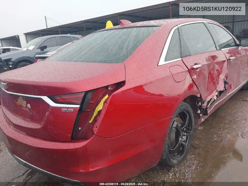 2019 Cadillac Ct6 Premium Luxury VIN: 1G6KD5RS1KU120922 Lot: 42358119