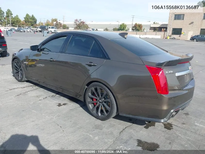 2019 Cadillac Cts-V VIN: 1G6A15S68K0136687 Lot: 40785095