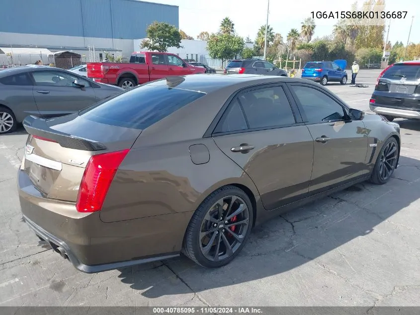 2019 Cadillac Cts-V VIN: 1G6A15S68K0136687 Lot: 40785095