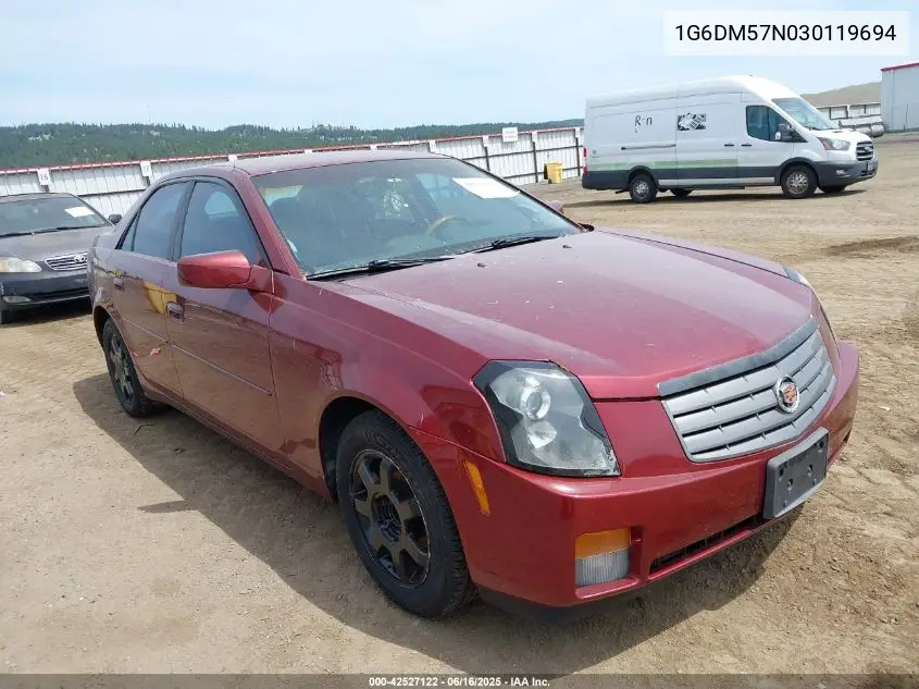 2003 Cadillac Cts Standard VIN: 1G6DM57N030119694 Lot: 42527122