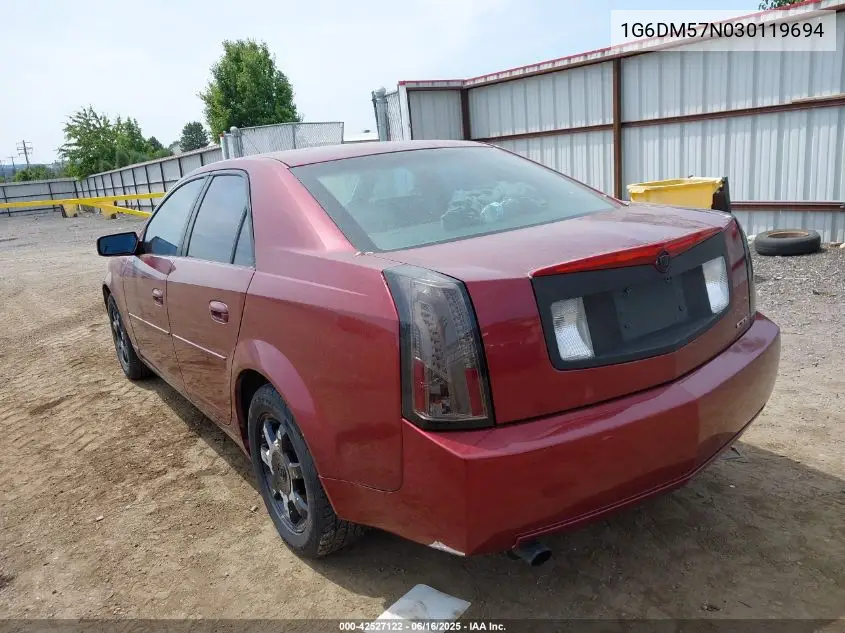 2003 Cadillac Cts Standard VIN: 1G6DM57N030119694 Lot: 42527122