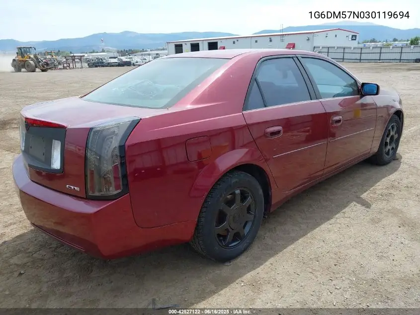 2003 Cadillac Cts Standard VIN: 1G6DM57N030119694 Lot: 42527122