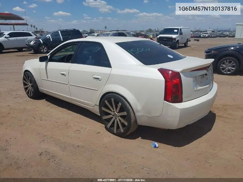 2003 Cadillac Cts Standard VIN: 1G6DM57N130137816 Lot: 42770981