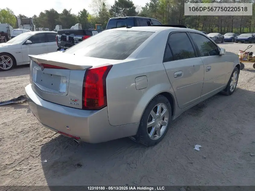 2005 Cadillac Cts Hi Feature V6 VIN: 1G6DP567750220518 Lot: 12310180