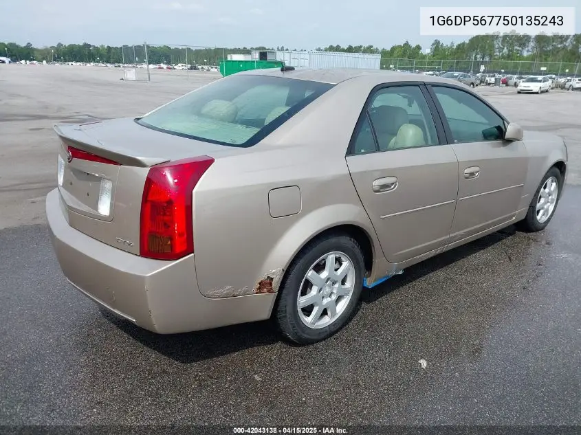 2005 Cadillac Cts Standard VIN: 1G6DP567750135243 Lot: 42043138