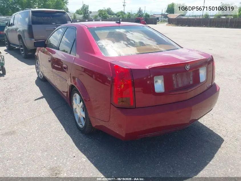 2005 Cadillac Cts Standard VIN: 1G6DP567150106319 Lot: 42530277