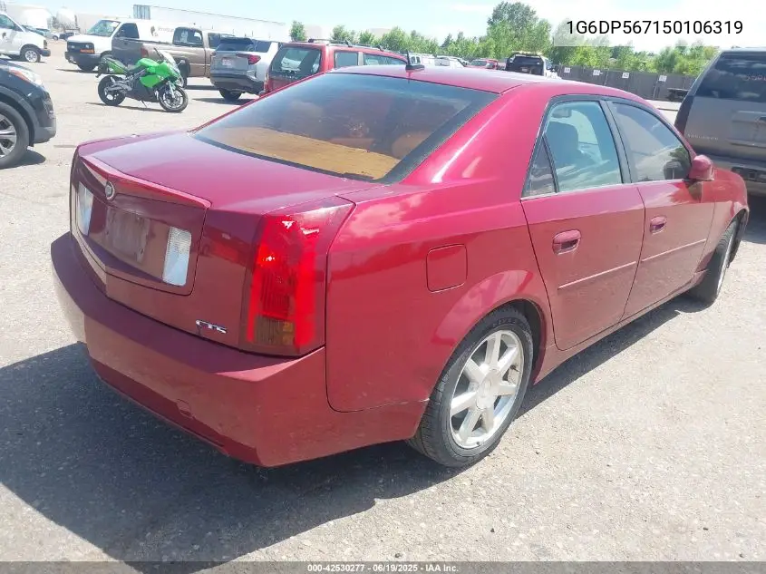 2005 Cadillac Cts Standard VIN: 1G6DP567150106319 Lot: 42530277