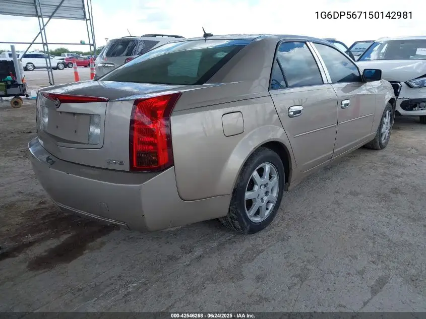 2005 Cadillac Cts Standard VIN: 1G6DP567150142981 Lot: 42546268