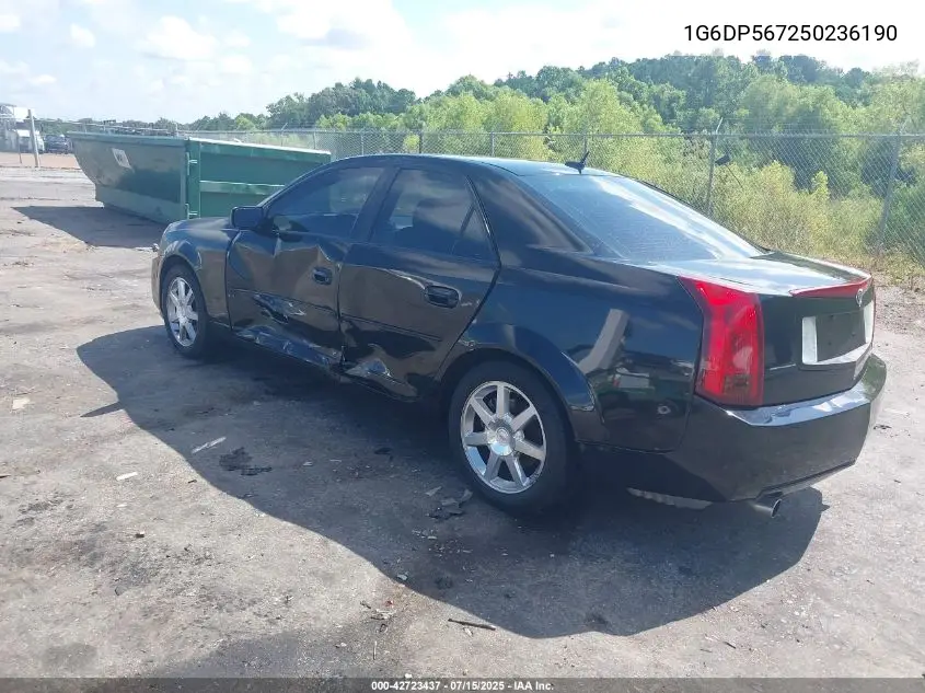 2005 Cadillac Cts Standard VIN: 1G6DP567250236190 Lot: 42723437