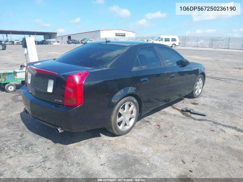 2005 Cadillac Cts Standard VIN: 1G6DP567250236190 Lot: 42723437