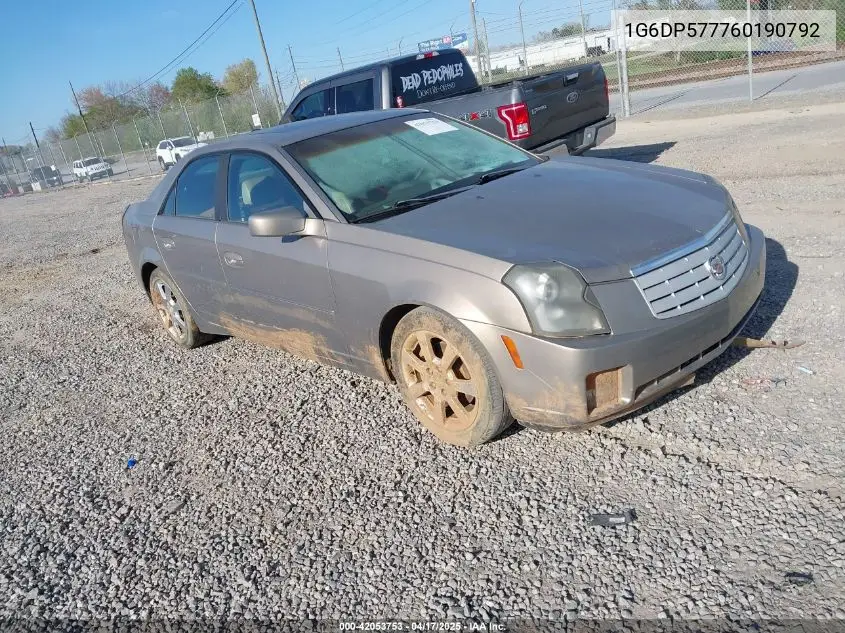 2006 Cadillac Cts Standard VIN: 1G6DP577760190792 Lot: 42053753