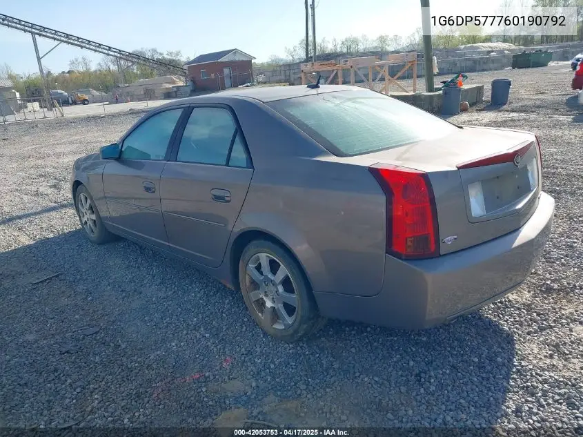 2006 Cadillac Cts Standard VIN: 1G6DP577760190792 Lot: 42053753