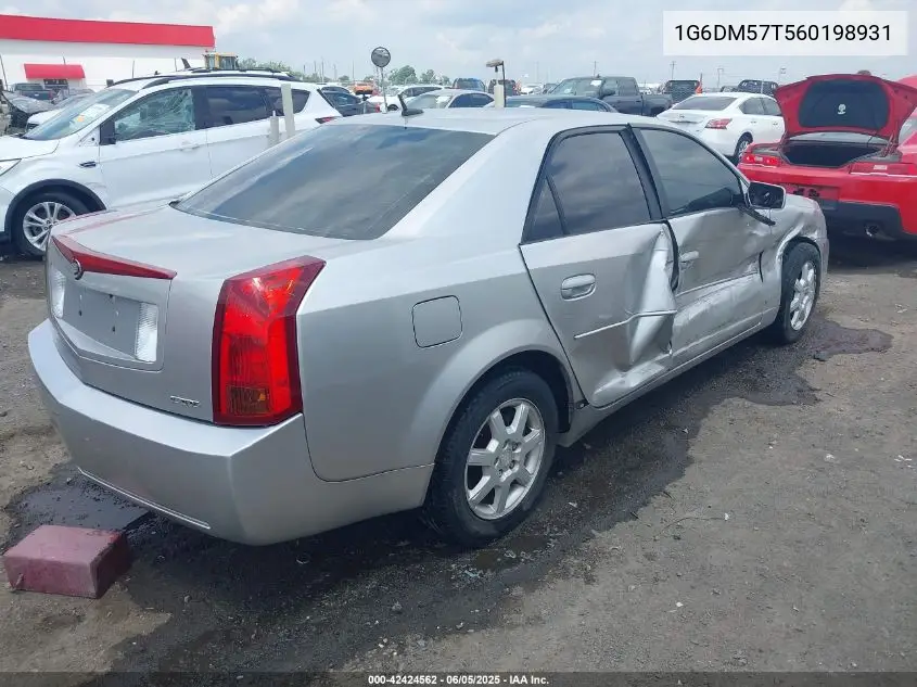 2006 Cadillac Cts Standard VIN: 1G6DM57T560198931 Lot: 42424562