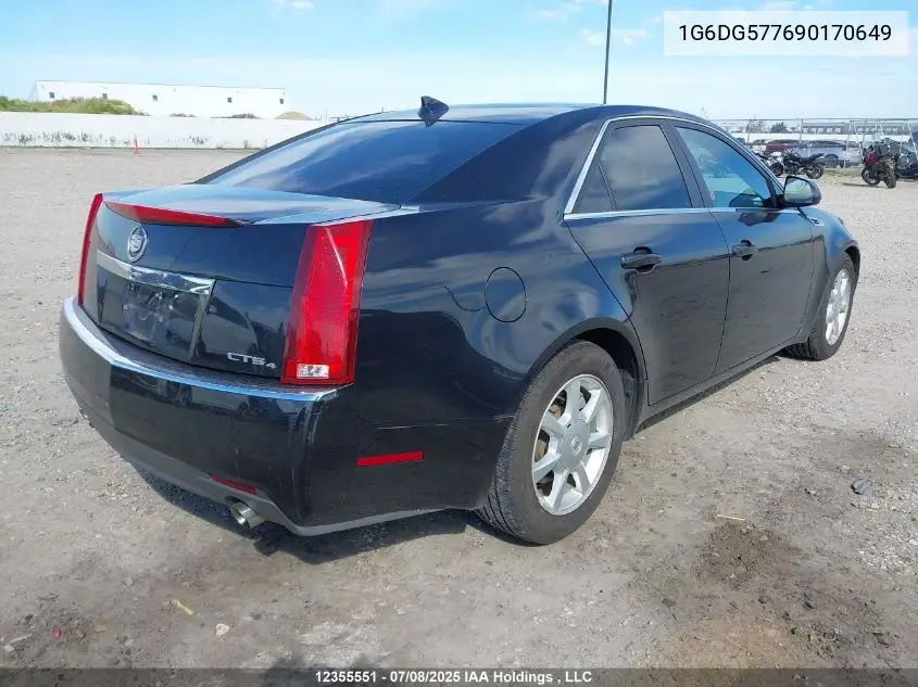 2009 Cadillac Cts VIN: 1G6DG577690170649 Lot: 12355551