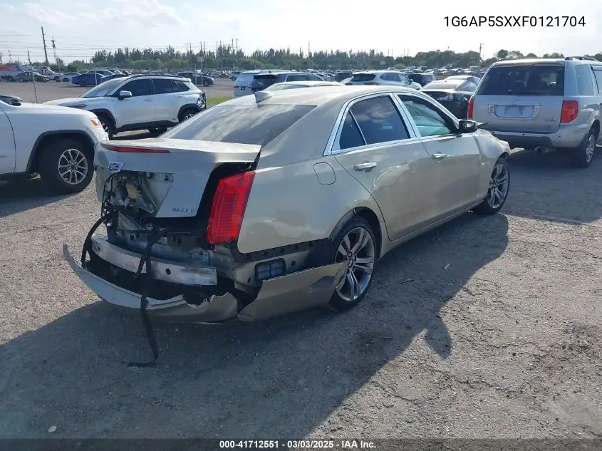 2015 Cadillac Cts Standard VIN: 1G6AP5SXXF0121704 Lot: 41712551