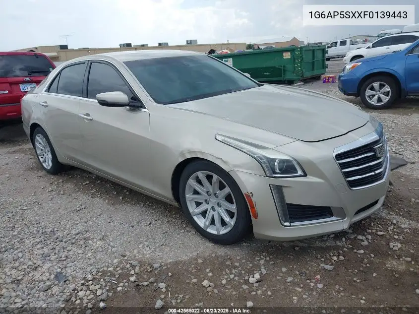 2015 Cadillac Cts Standard VIN: 1G6AP5SXXF0139443 Lot: 42565022