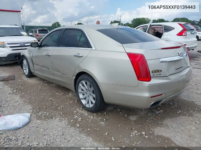 2015 Cadillac Cts Standard VIN: 1G6AP5SXXF0139443 Lot: 42565022