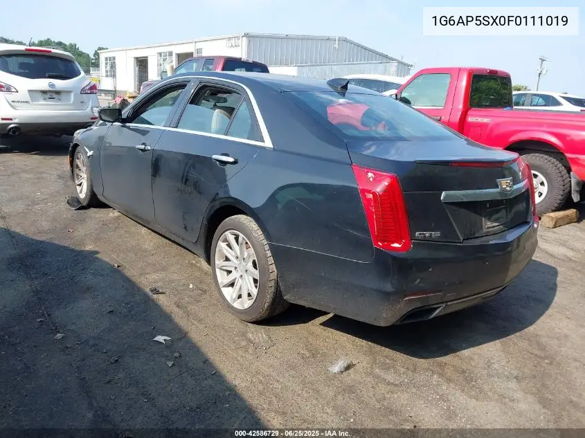 2015 Cadillac Cts Standard VIN: 1G6AP5SX0F0111019 Lot: 42586729